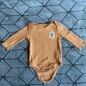 Orange Long Sleeve Snoopy Baby Onesie